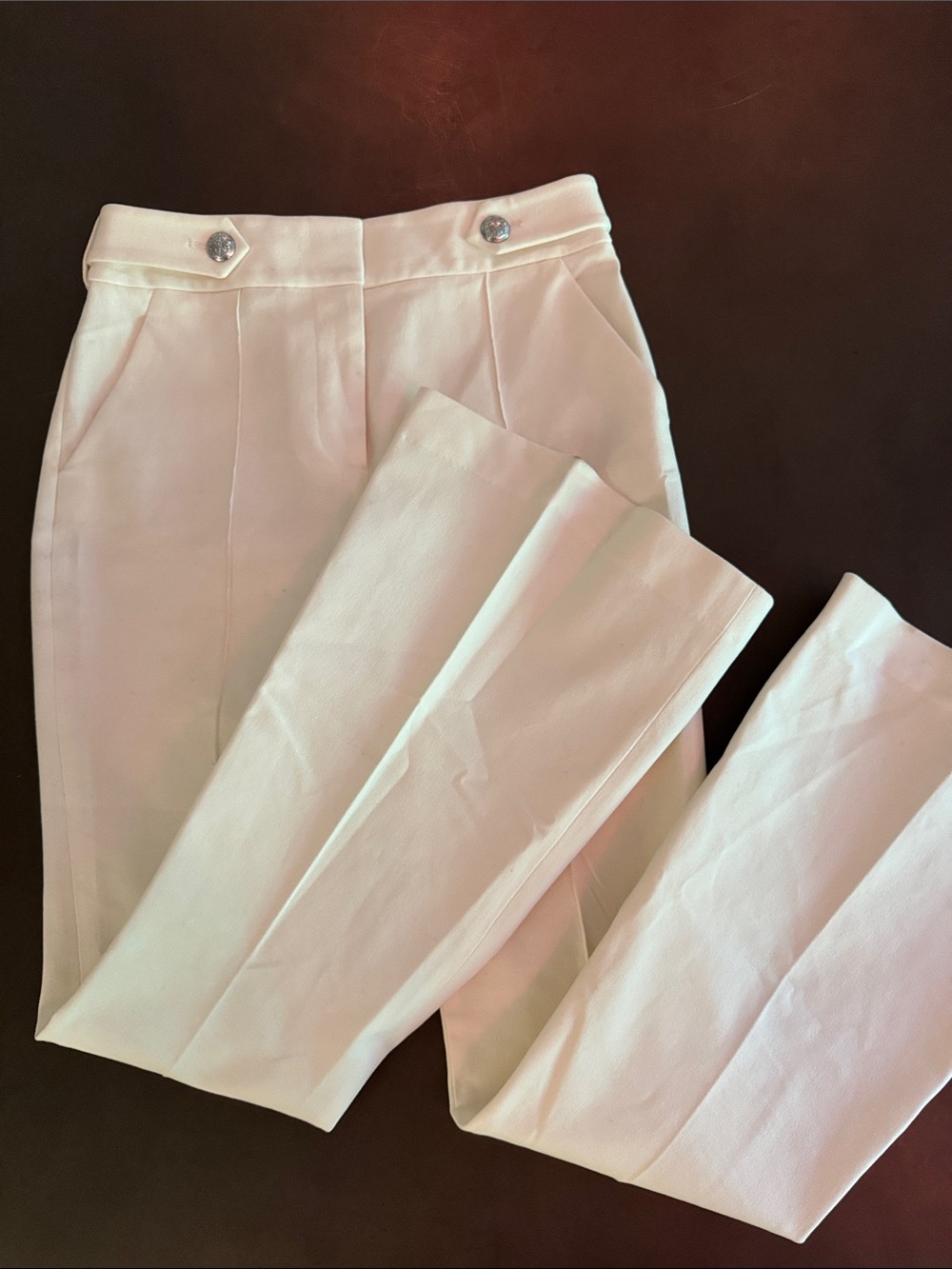 Veronica Beard White Boot Cut Trousers